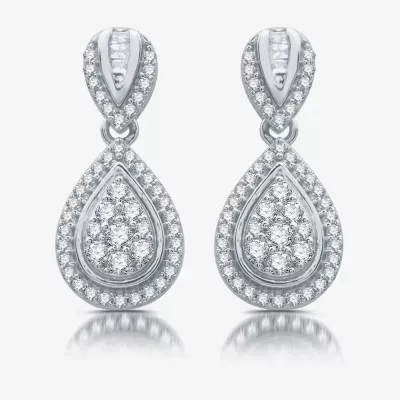 Diamond Blossom 1/2 CT. T.W. Natural White Diamond Sterling Silver Pear Drop Earrings