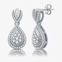 Diamond Blossom 1/2 CT. T.W. Natural White Diamond Sterling Silver Pear Drop Earrings