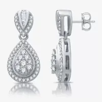 Diamond Blossom 1/2 CT. T.W. Natural White Diamond Sterling Silver Pear Drop Earrings