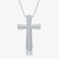 H-I / I1) Womens 1/4 CT. T.W. Lab Grown White Diamond Sterling Silver Cross Pendant Necklace