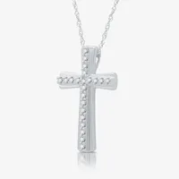 H-I / I1) Womens 1/4 CT. T.W. Lab Grown White Diamond Sterling Silver Cross Pendant Necklace