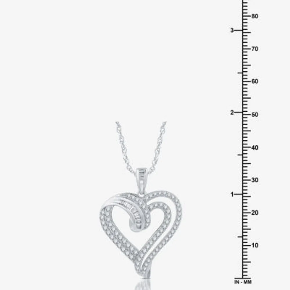 (H-I / I1) Womens 1 CT. T.W. Lab Grown White Diamond Sterling Silver Heart Pendant Necklace