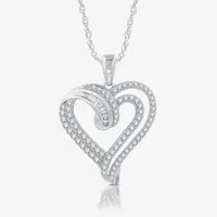 H-I / I1) Womens 1 CT. T.W. Lab Grown Diamond Sterling Silver Heart Pendant Necklace