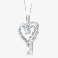 H-I / I1) Womens 1 CT. T.W. Lab Grown Diamond Sterling Silver Heart Pendant Necklace