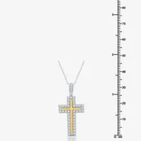 Womens 3/4 CT. T.W. Natural White Diamond 14K Gold Over Silver Sterling Silver Cross Pendant Necklace