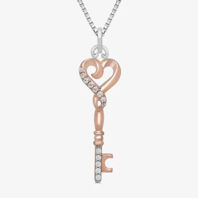 Hallmark Diamonds Key Necklace 1/10 ct tw 10K Yellow Gold 18