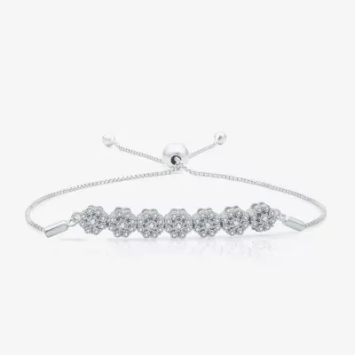 Diamond Blossom 1/4 CT. T.W. Natural White Diamond Sterling Silver Bolo Bracelet