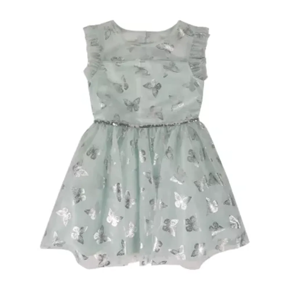 Lilt Little & Big Girls Short Sleeve Flutter Fit + Flare Dress