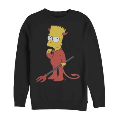 Mens Crew Neck Long Sleeve Regular Fit The Simpsons Graphic T-Shirt