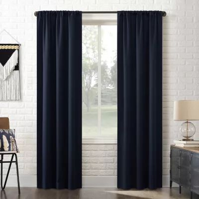 Sun Zero Bergen Rod Pocket 100% Blackout Single Curtain Panel