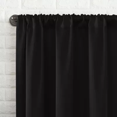 Sun Zero Bergen Rod Pocket 100% Blackout Single Curtain Panels