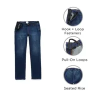 mutual weave Mens Easy-on + Easy-off Seated Wear Adaptive Stretch Fabric Straight Leg Jean
