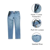 mutual weave Mens Easy-on + Easy-off Seated Wear Adaptive Stretch Fabric Straight Leg Jean