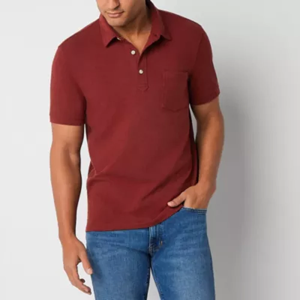 mutual weave Mens Regular Fit Short Sleeve Pocket Polo Shirt