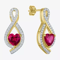 Lab Created Red Ruby 14K Gold Over Silver Heart Jewelry Set