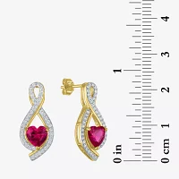 Lab Created Red Ruby 14K Gold Over Silver Heart Jewelry Set