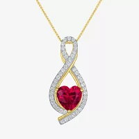 Lab Created Red Ruby 14K Gold Over Silver Heart Jewelry Set