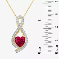 Lab Created Red Ruby 14K Gold Over Silver Heart Jewelry Set