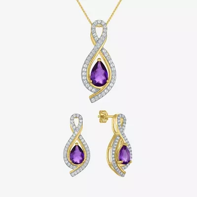 Lab Created Purple Amethyst 14K Gold Over Silver 2-pc. Jewelry Set