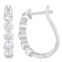 Floating Diamonds (F / Vs2) 2 CT. T.W. Lab Grown White Diamond 14K White Gold 19.8mm Hoop Earrings