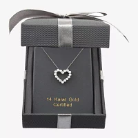 Floating Diamonds (F / Vs2) Womens 1 CT. T.W. Lab Grown White Diamond 14K White Gold Heart Pendant Necklaces