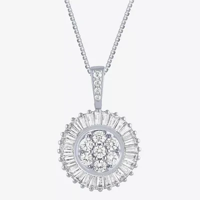 (G / Si2) Womens 2 CT. T.W. Lab Grown White Diamond 14K White Gold Round Pendant Necklace