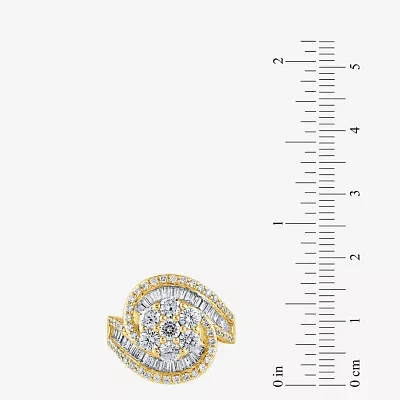 Diamond Blossom (G / Si2) Womens 2 CT. T.W. Lab Grown White 10K Gold Round Cluster Halo Cocktail Ring