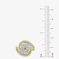 Diamond Blossom (G / Si2) Womens 2 CT. T.W. Lab Grown White 10K Gold Round Cluster Halo Cocktail Ring