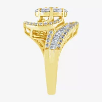 Diamond Blossom (G / Si2) Womens 2 CT. T.W. Lab Grown White 10K Gold Round Cluster Halo Cocktail Ring