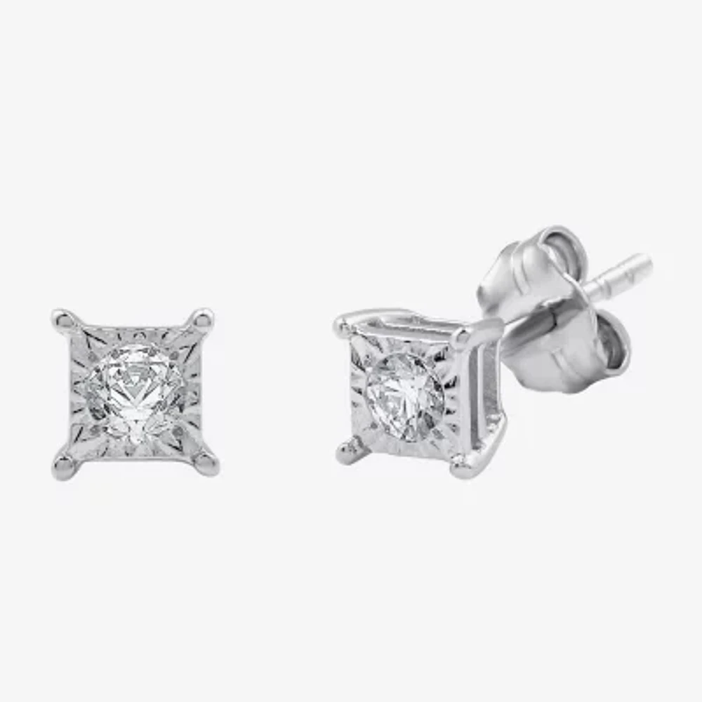 (G / Si1-Si2) 1/10 CT. T.W. Lab Grown White Diamond Sterling Silver Round Stud Earrings