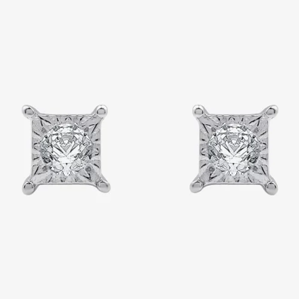 (G / Si1-Si2) 1/10 CT. T.W. Lab Grown White Diamond Sterling Silver Round Stud Earrings