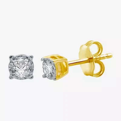 (G / Si1-Si2) 1/4 CT. T.W. Lab Grown White Diamond 14K Gold Over Silver Round Stud Earrings