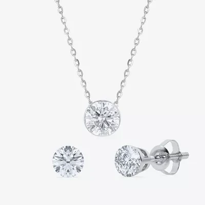 Floating Diamonds (F / Vs2) 2 CT. T.W. Lab Grown White Diamond 14K White Gold Round Jewelry Set