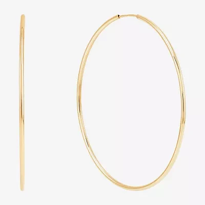 14K Gold 30mm Circle Round Hoop Earrings