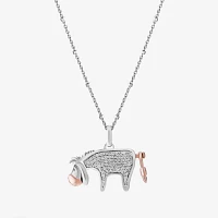 Disney Jewels Collection Womens 1/5 CT. Natural White Diamond 14K Rose Gold Over Silver Sterling Silver Eeyore Pendant Necklace