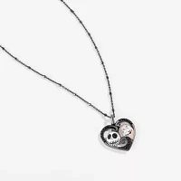 Disney Jewels Collection Womens 1/5 CT. Natural Black Diamond 14K Rose Gold Over Silver Sterling Silver Heart Nightmare Before Christmas Pendant Necklace