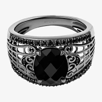 Disney Jewels Collection Womens 1/4 CT. T.W. Genuine Black Onyx Sterling Silver Nightmare Before Christmas Cocktail Ring