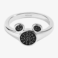 Disney Jewels Collection Womens 1/6 CT. T.W. Natural Black Diamond Sterling Silver Mickey Mouse Cocktail Ring