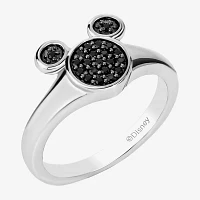 Disney Jewels Collection Womens 1/6 CT. T.W. Natural Black Diamond Sterling Silver Mickey Mouse Cocktail Ring