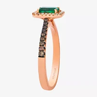 Le Vian® Grand Sample Sale™ Ring featuring 3/8 cts. Costa Smeralda Emeralds™, 1/8 cts. Chocolate Diamonds®, 1/20 cts. Nude Diamonds™ set in 14K Strawberry Gold®