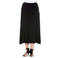 24seven Comfort Apparel Womens Mid Rise Stretch Fabric Maxi Skirt - Plus