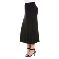 24seven Comfort Apparel Womens Mid Rise Stretch Fabric Maxi Skirt - Plus