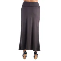 24seven Comfort Apparel Womens Mid Rise Stretch Fabric Maxi Skirt - Plus