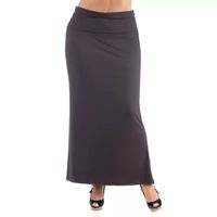 24seven Comfort Apparel Womens Mid Rise Stretch Fabric Maxi Skirt - Plus