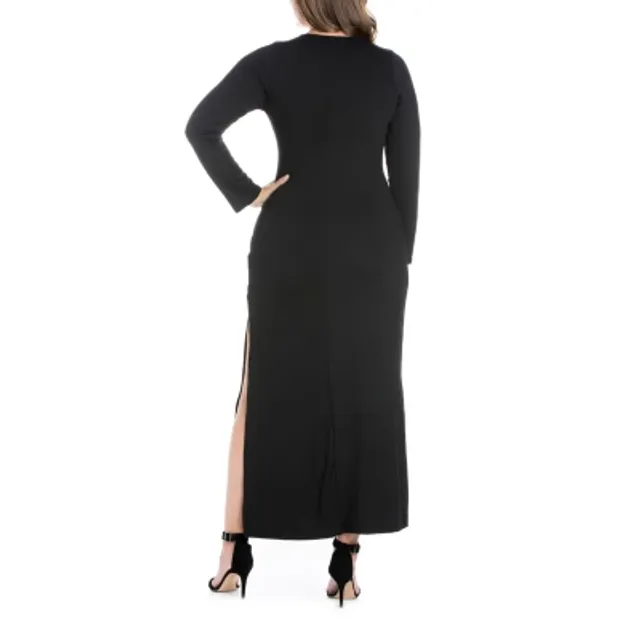 24seven Comfort Apparel Plus Long Sleeve Maxi Dress