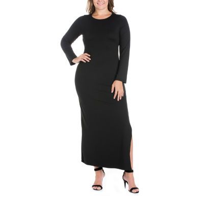 24seven Comfort Apparel Womens Long Sleeve Maxi Dress Plus