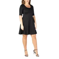 24seven Comfort Apparel Womens Short Sleeve A-Line Dress Plus