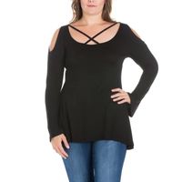 24seven Comfort Apparel Plus Womens Scoop Neck Long Sleeve Tunic Top