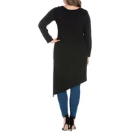 24/7 Comfort Apparel Womens Long Sleeve Knee Length Asymmetrical Tunic - Plus