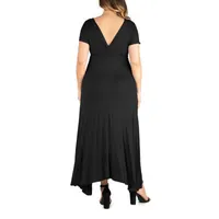 24seven Comfort Apparel Plus Short Sleeve Maxi Dress